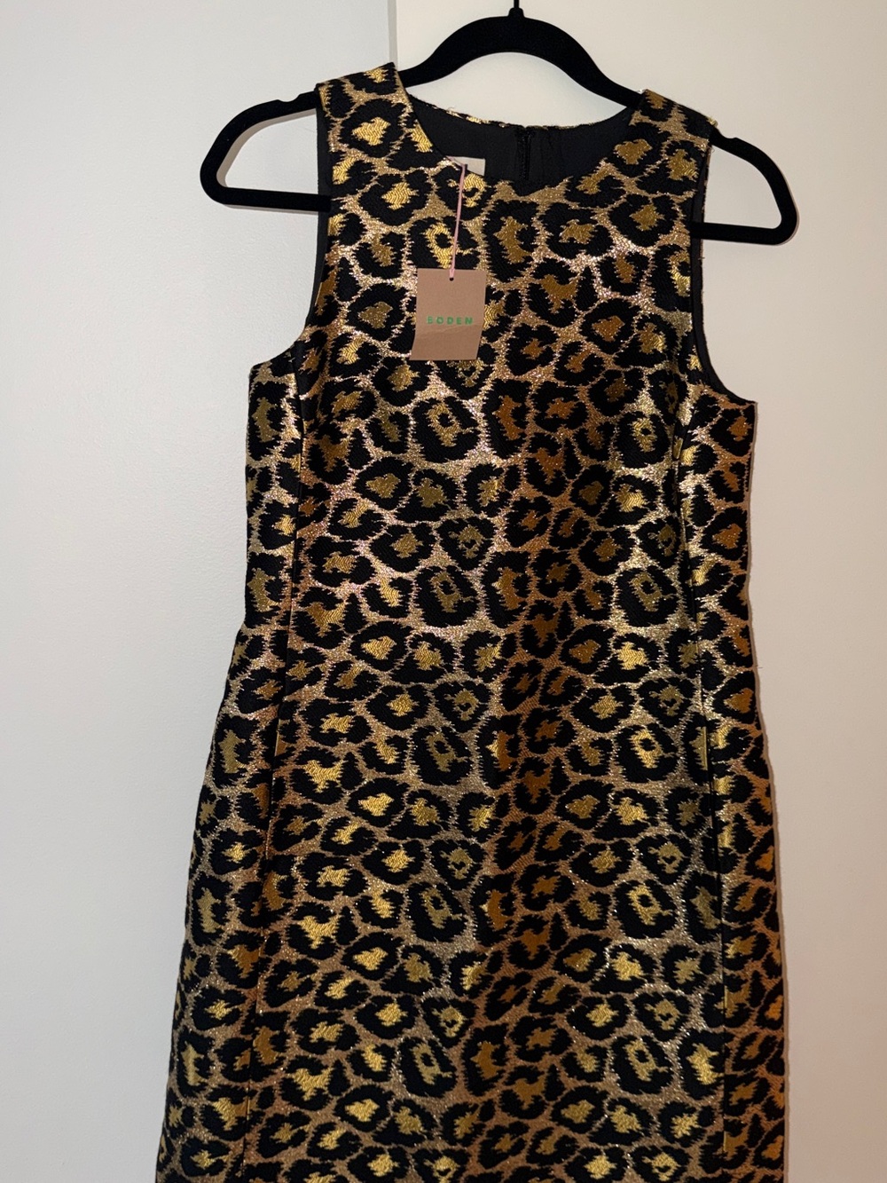 Boden Metallic Leopard Shift Dress, NWT, US 6R / UK 10R - Picture 3 of 3